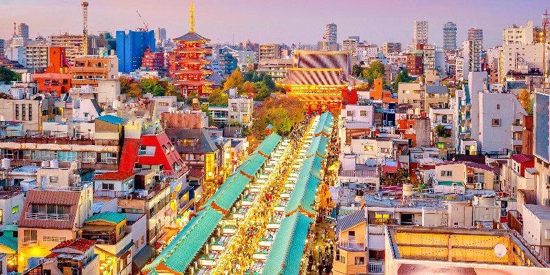 Top view of Nakamise shopping street