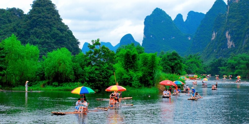 Bamboo Rafting on Yulong River