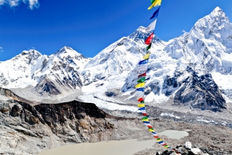 View of Mount Everest Summit in Himalaya Mountains