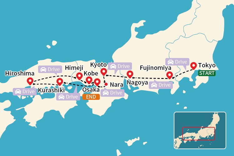 Japan Discovery Tour with Hiroshima, Kurashiki, Kobe