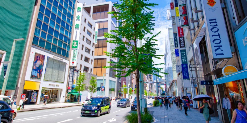 Luxurious shopping brand on Ginza dori Street1