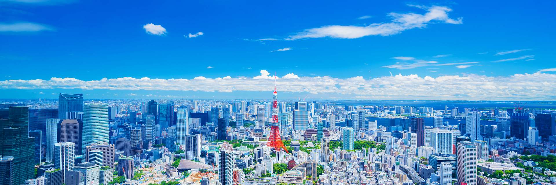 Tokyo landscape July blue sky and clouds