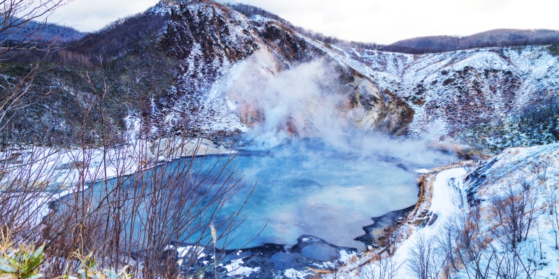 Scenic Oyunama pond at Jigokudani or Hell Valley