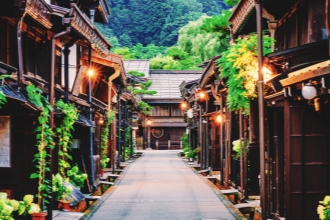 Takayama, Japan at the historic Sannomachi Street