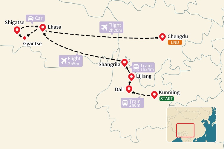 Yunan and Tibet Map