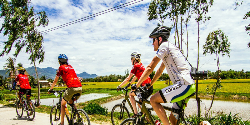 Cycling along villages