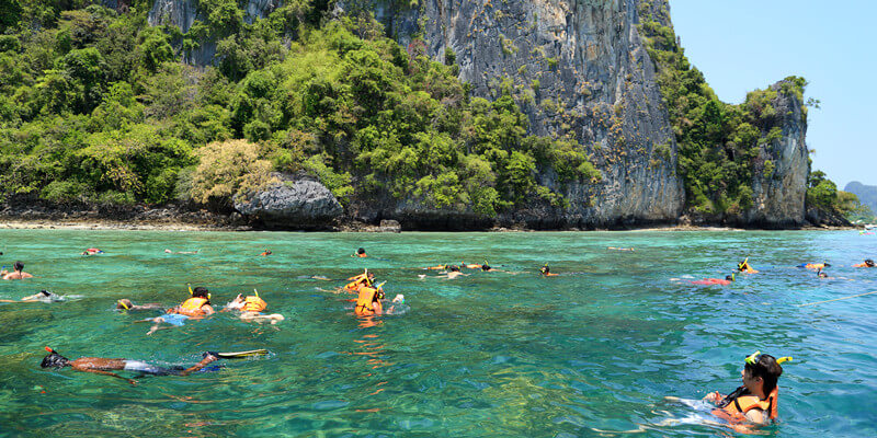Tourists-Enjoy-Snorkeling-at-Phi-Phi-Island