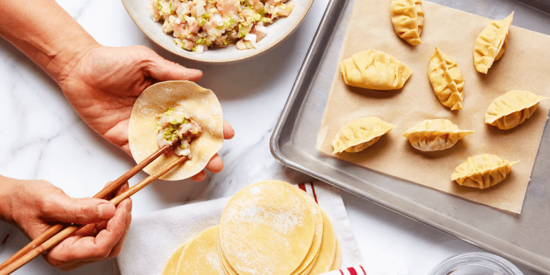 Making dumplings at a local home